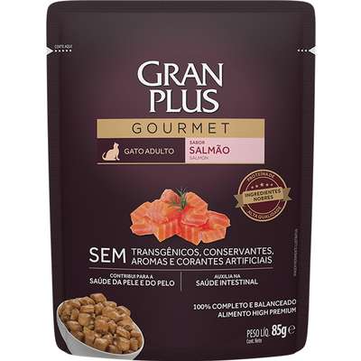 GRAN PLUS SACHE GOURMET GATO ADULTO SALMAO 85G