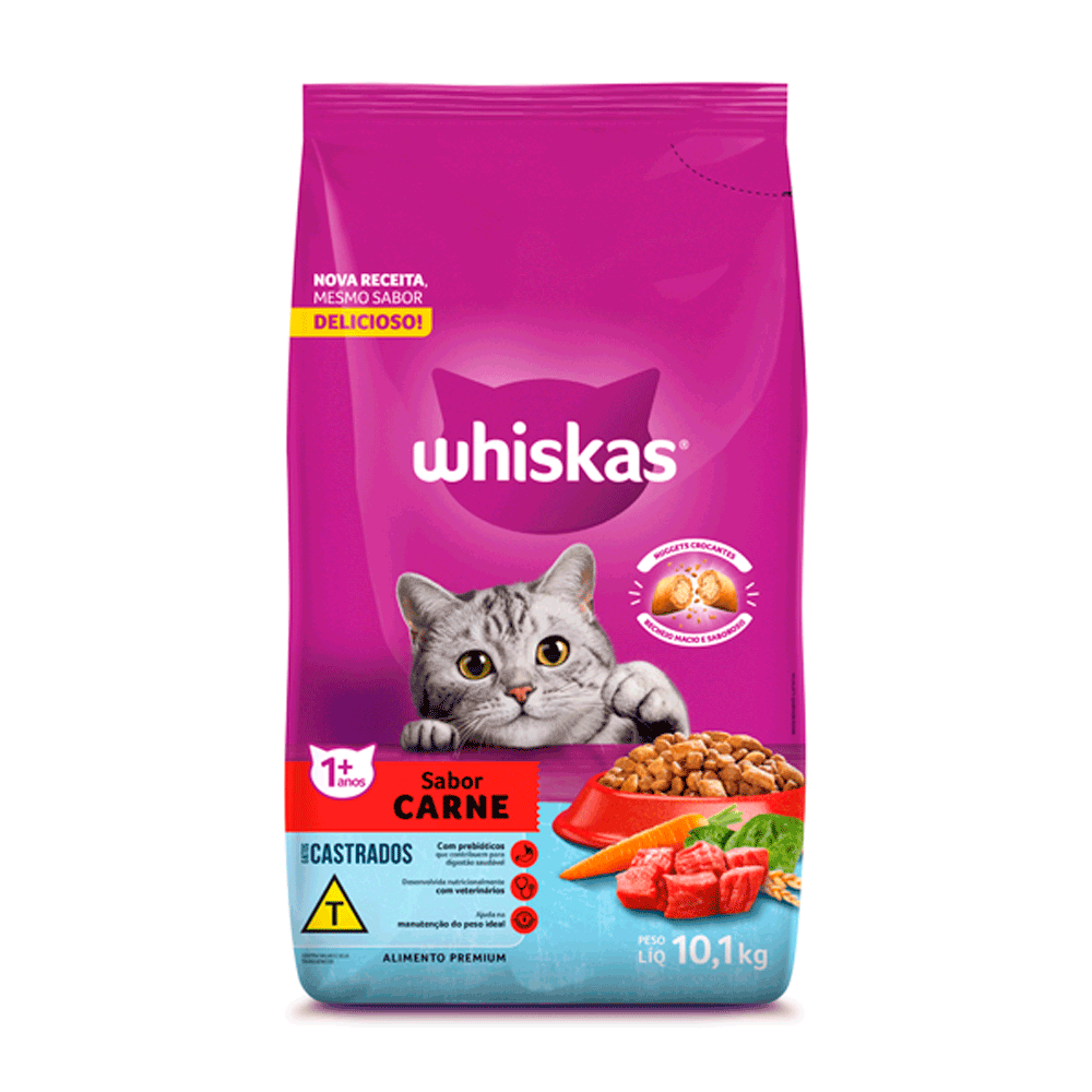 WHISKAS CASTRADO SABOR CARNE 900G