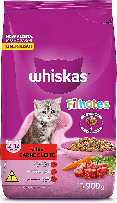 WHISKAS FILH CARNE E LEITE 900G